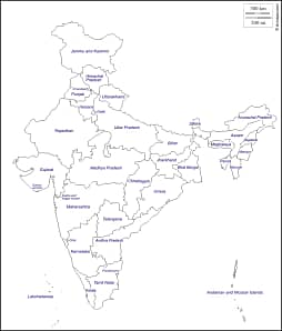 Blank Map of India with States Name